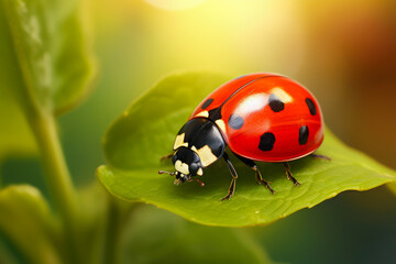 Fototapeta premium Floral Elegance: Ladybug on Vibrant Bloom