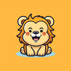 minimalist elegant digital icon design of a smiling lion
