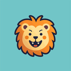 minimalist elegant digital icon design of a smiling lion