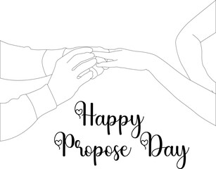 one line drawing hand holding propose day ring - obrazy, fototapety, plakaty