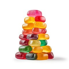 Pile of colorful jelly candies isolated on white background