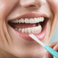 Naklejka premium Dental Hygiene A person brushing their teeth with a focus on oral care and hygiene