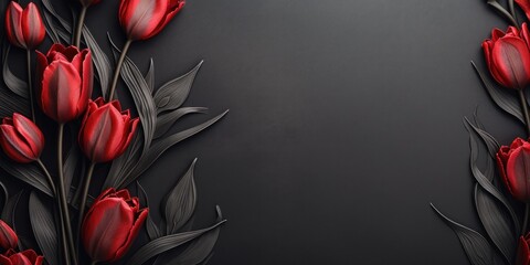 Iron Tulips Background Texture with Empty Copy Space for Text - Metallic Tulip Flower Backdrop - Iron Metal Tulip Flower Wallpaper created with Generative AI Technology