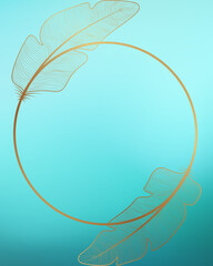Blank Turquoise and Gold Instagram Portrait Story Template with Feather Motif Dreamcatcher