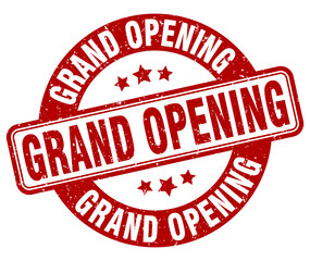 grand opening stamp. grand opening label. round grunge sign