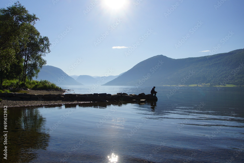 Wall mural fishing in the lake