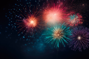 Fototapeta premium Celestial Celebration: Colorful Fireworks Display
