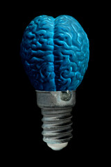 Human brain in form of light bulb