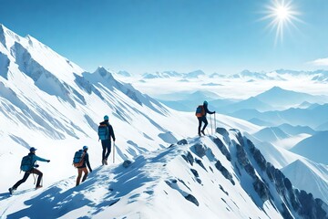 skiers on top of the mountain