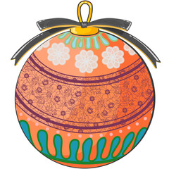 Design and draw a ball in the Christmas Season there using colorful lines in the design.