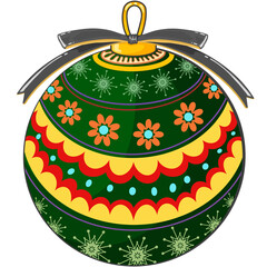 Design and draw a ball in the Christmas Season there using colorful lines in the design.