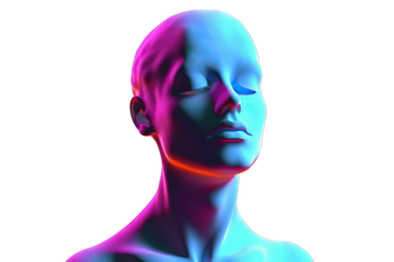 futuristic future fashion effect gital concept colourful colours body blue black art adult Abstract creative illustration 3D rendering female bust figure fl anonymous face vaporwave style colors