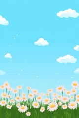 Fototapeta na wymiar Beautiful Animated Daisiy Flower Background with Empty Copy Space for Text - Flowers Daisiys Nature Backdrop - Flat Vector Flower Graphic Illustration Wallpaper created with Generative AI Technology