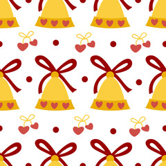 Christmas New Years seamless pattern with bells vector
