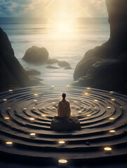 A Photo Of A Person's Journey Of Self-Discovery Like Meditation Or A Spiritual Retreat