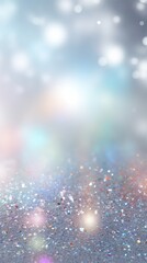 Blurred silver background with confetti and sparkles, bright colorful background