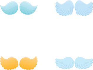 Obraz premium Angel wing icons set cartoon vector. Various pair of wing. Holy flying angelic element