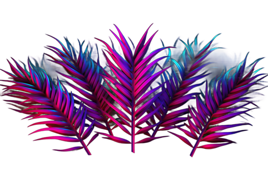 coconut branch tree botany blue black beautiful background art abstract 90s 80s threedimensional 3d render neon palm leaves black Banner design Retrowave synthwave vaporwave illustration