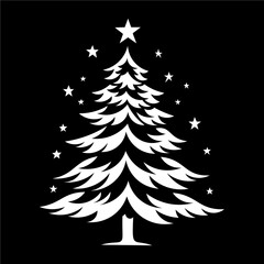Christmas tree stencil template. Image suitable for laser cutting, plotter cutting or printing. Spruce tree, fir-tree. - obrazy, fototapety, plakaty