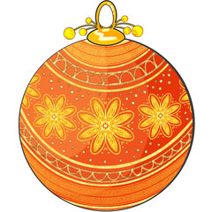 Design and draw a ball in the Christmas Season there using gold color lines in the design.