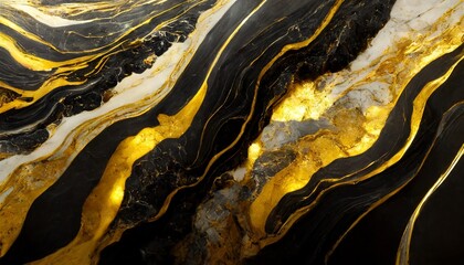 Marble ink colorful. Black and gold marble pattern texture abstract background. 