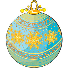 Design and draw a ball in the Christmas Season there using gold color lines in the design.