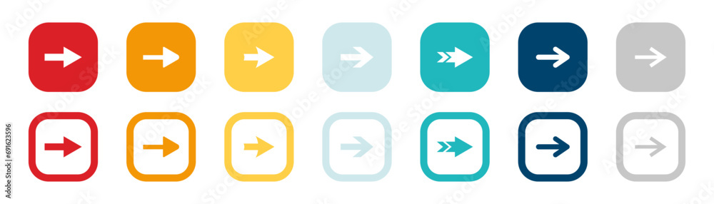 Wall mural arrow icon set. colored arrow symbols. arrow of different types. arrow isolated vector graphic eleme