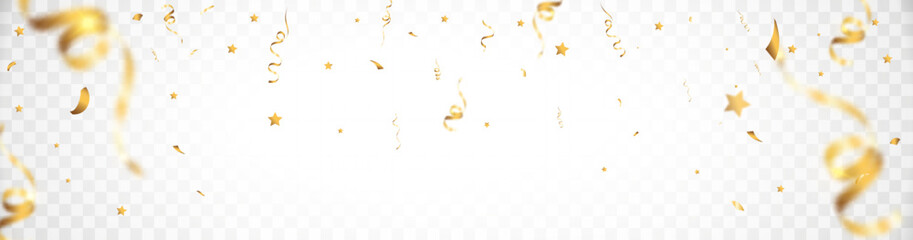 Confetti background.Birthday,anniversary,celebration banner.Falling shiny golden confetti.Background for anniversary party.Elements for preparing holiday ...
