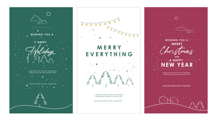 hand drawn vector illustration of holiday elements and icons_ christmas, new year, snow, winter greetings for family, friends and corporate message. Heartwarming drawings 