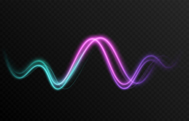 Vector colorful glowing lines png. Magic lines of light. Speedy twisted lines. Light trail, glowing waves. Movement of energy flow. Light effect. PNG.