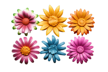 decor craft paper festive illustration abstract nature colourful decorate bouquet threedimensional colorful flower set icon isolated white background 3d rendering illustration Clipping path