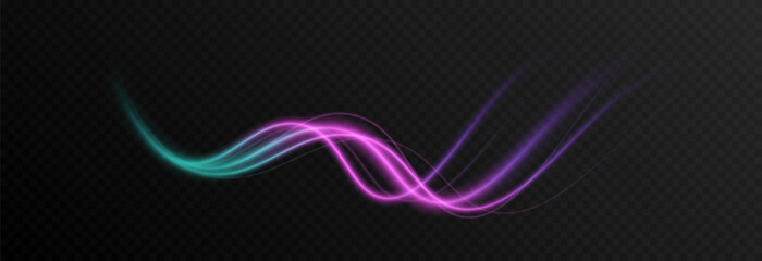 Vector colorful glowing lines png. Magic lines of light. Speedy twisted lines. Light trail, glowing waves. Movement of energy flow. Light effect. PNG.