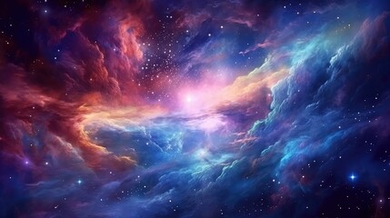 Colorful Space Filled with Stars and Clouds