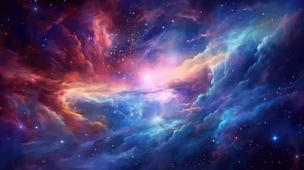 Foto op Canvas Colorful Space Filled with Stars and Clouds © Artur