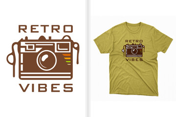 t-shirt design with an old fashioned camera artwork which gives a nostalgic feeling