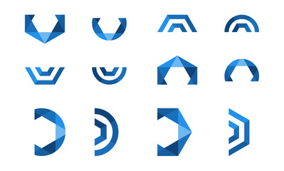 collection of geometric logo design vector initials Very suitable for use in business consulting and technology companies