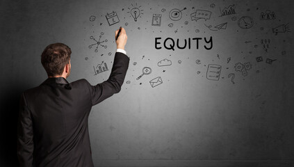 businessman drawing a creative idea sketch