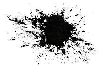 Black toner for a laser printer on a white background. Isolate powder toner. Big black grunge...