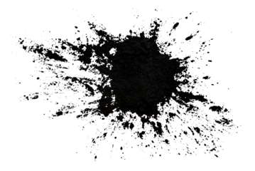 Black toner for a laser printer on a white background. Isolate powder toner. Big black grunge splash. coal