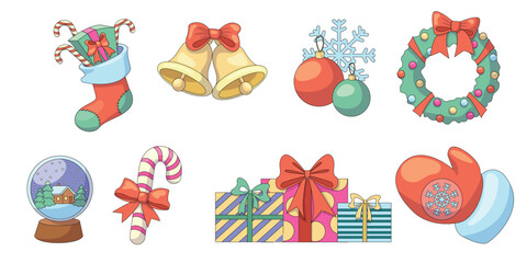 Set of Christmas stickers icons.Vector illustration.