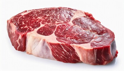 Fresh raw rib eye steaks isolated on white background