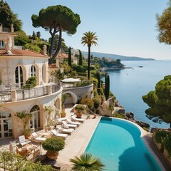 Villa on the French Riviera - obrazy, fototapety, plakaty