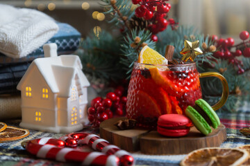 Christmas mulled wine with oranges and spices, calendar for 2024.