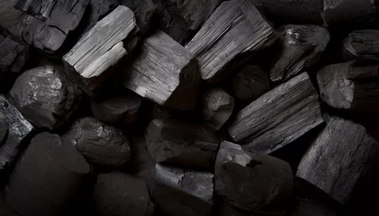 Poster Brennholz Textur Black coal texture background. close up  
