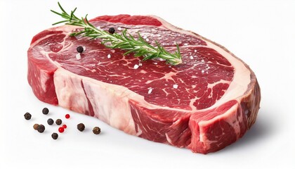 Fresh raw rib eye steaks isolated on white background