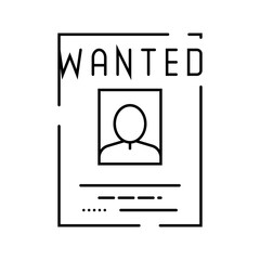 wanted poster crime line icon vector. wanted poster crime sign. isolated contour symbol black illustration