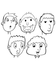 Selbstklebende Fototapeten Cartoon Heads and Faces Vector Illustration Art Set © Blue Foliage