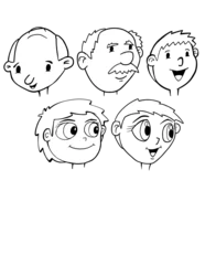 Photo sur Plexiglas Dessin animé Cartoon Heads and Faces Vector Illustration Art Set