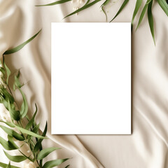 Silken Elegance 5x7 Card Mockup with Lilies and Satin Drapes Transparent PNG Mockup