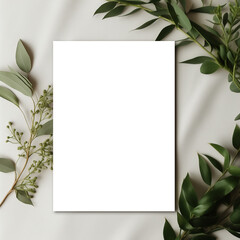 Natural Elegance 5x7 Card Mockup with Lush Foliage Transparent PNG Mockup
